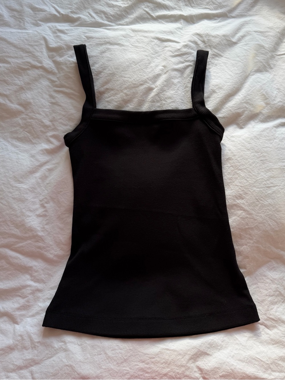 Charlie Holiday Black Ribbed Square Neck Tank